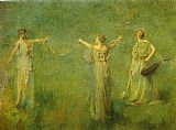 Thomas Dewing Canvas Paintings - The Garland